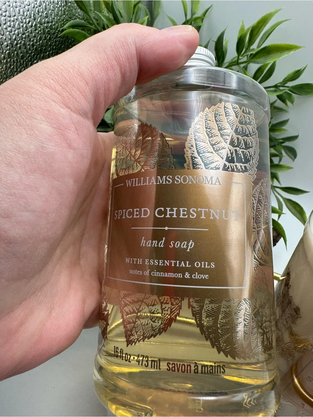 Williams Sonoma spiced chestnut hand soap and lotion set, NWT. With tray & pumps